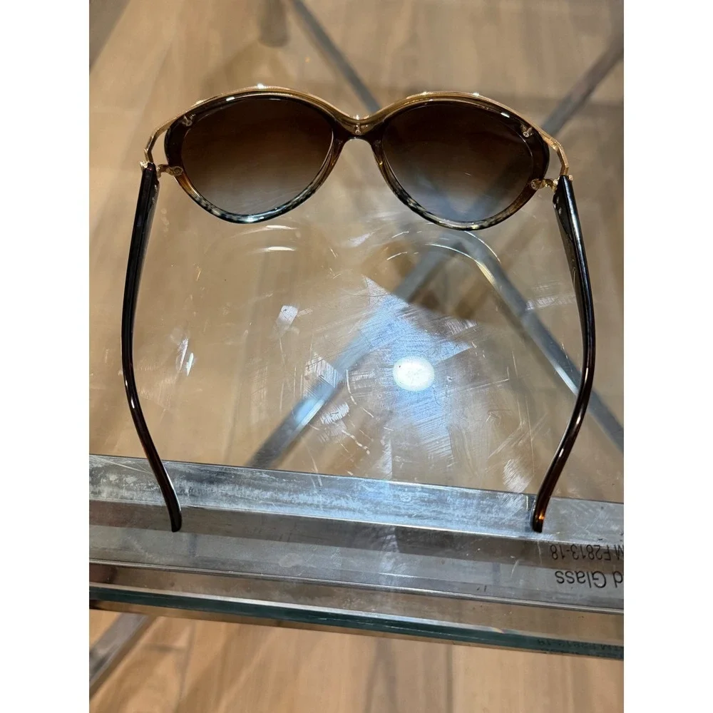 Jessica Simpson Brown Gradient Oversized Round Sunglasses BRN Gold Trim